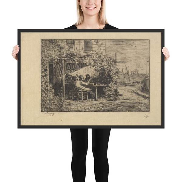 The Farewell Breakfast at Asnières - Charles-François Daubigny - 1861 - Matte Paper Framed Poster Museum quality 7799481