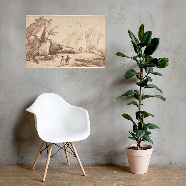 Rocky Landscape with Eight Figures - Guercino (Giovanni Francesco Barbieri) - 1750–80 - Photo Paper Poster Museum quality 7795655