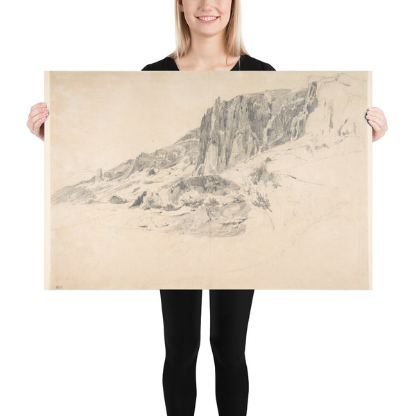 Cliffs of Malbec at Mont-Dore, the Auvergne - Théodore Rousseau - ca. 1830 - Paper Poster Museum quality 7796099