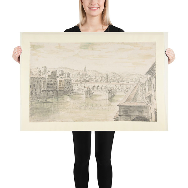 View of the Ponte Vecchio, Florence - Israel Silvestre - 17th century - Paper Poster Museum quality 7798477