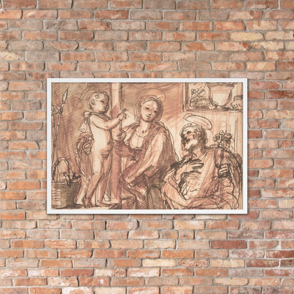 Holy Family in an Interior - Anonymous, Italian, Roman-Bolognese, 17th century - 17th century - Matte Paper Framed Poster Museum quality 7796093