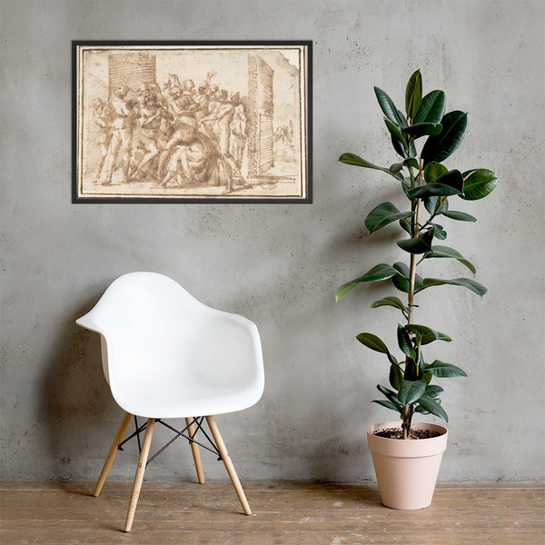 Religious Scene (Job and His Comforters?) - Francesco Allegrini - 1624–63 - Matte Paper Framed Poster Museum quality 7797512