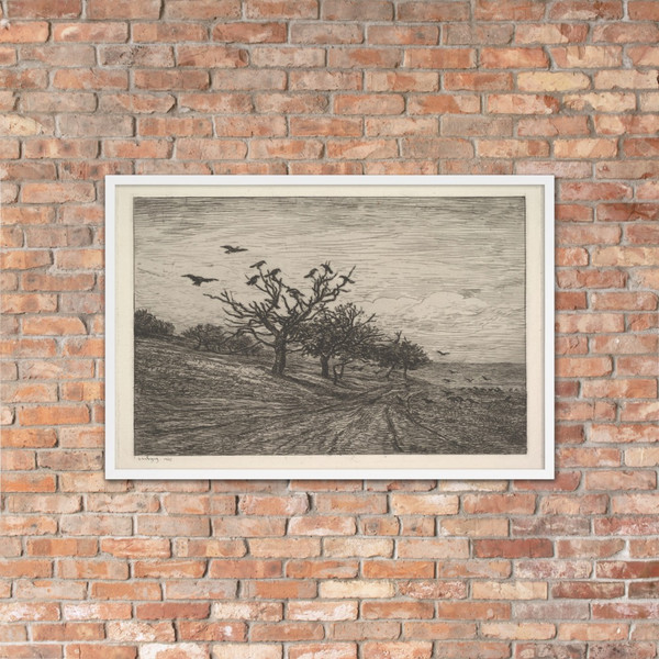 Tree Filled with Crows - Charles-François Daubigny - 1867 - Matte Paper Framed Poster Museum quality 7799402