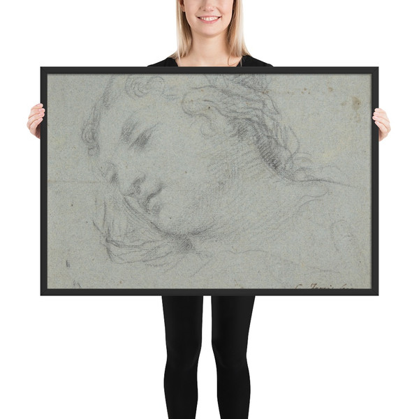 Head of a Woman (recto); Head of a Child, Study of Children's Forearms (verso) - Ciro Ferri - 1634–89 - Matte Paper Framed Poster Museum quality 7796293