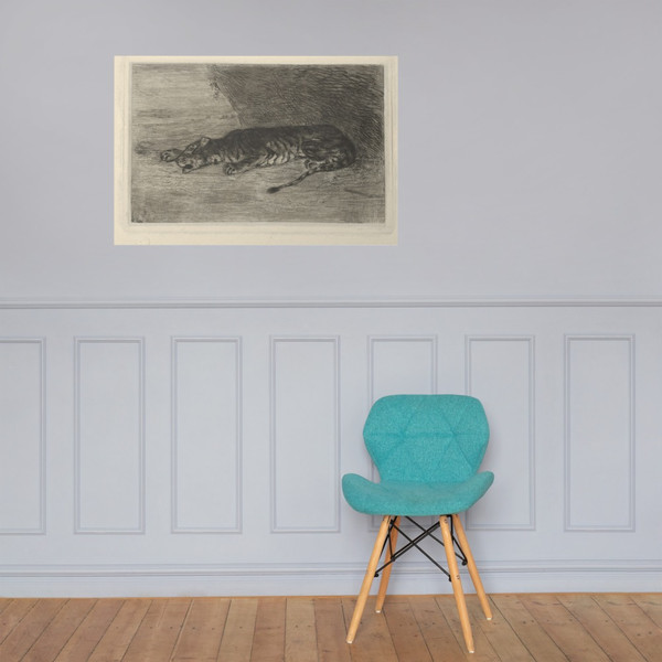 Tiger Lying at the Entrance of its Lair - Eugène Delacroix - ca. 1828–30 - Paper Poster Museum quality 7798751