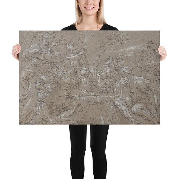 Achilles and the Daughters of Lycomedes - Gregorio de' Ferrari - 1647–1726 - Canvas Museum quality 7796338