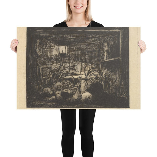 Sleeping on Board the Boat - Charles-François Daubigny - 1861 - Paper Poster Museum quality 7799427