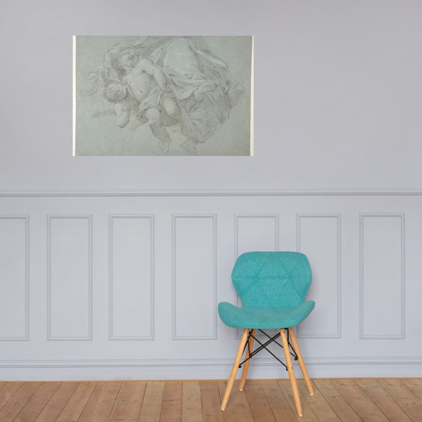 Two Putti Supporting the Lower Part of a Draped Figure (recto); Two Putti (verso) - Jacopo Guarana - 1720–1808 - Paper Poster Museum quality 7795785