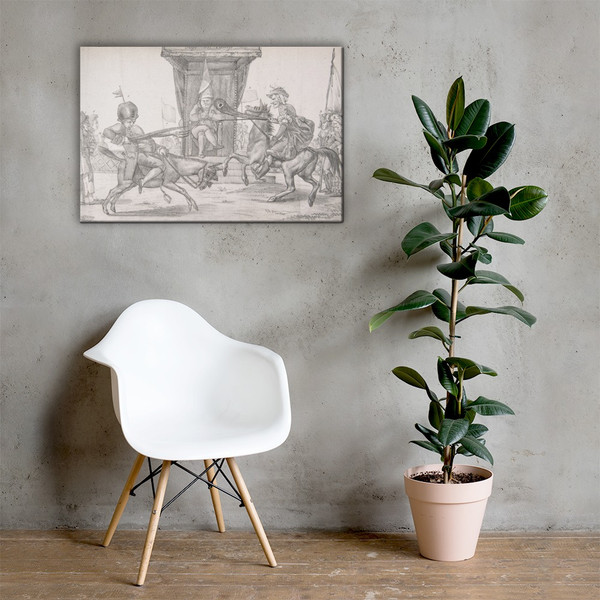 Polemical Duel between Lady Quotidienne and Sir Journal de Paris - Eugène Delacroix - 1821 - Canvas Museum quality 7798929