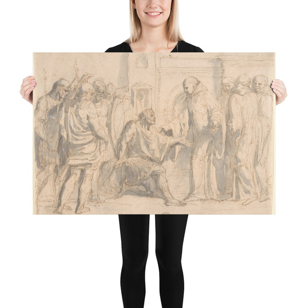 Saint Benedict and King Totila - Anonymous, Italian, Roman-Bolognese, 17th century - 17th century - Paper Poster Museum quality 7797671