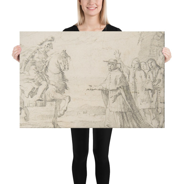 Illustration for a Book:  Cardinal Receiving a General at a City Gate - Giovanni Battista Tiepolo - 1696–1770 - Canvas Museum quality 7795191