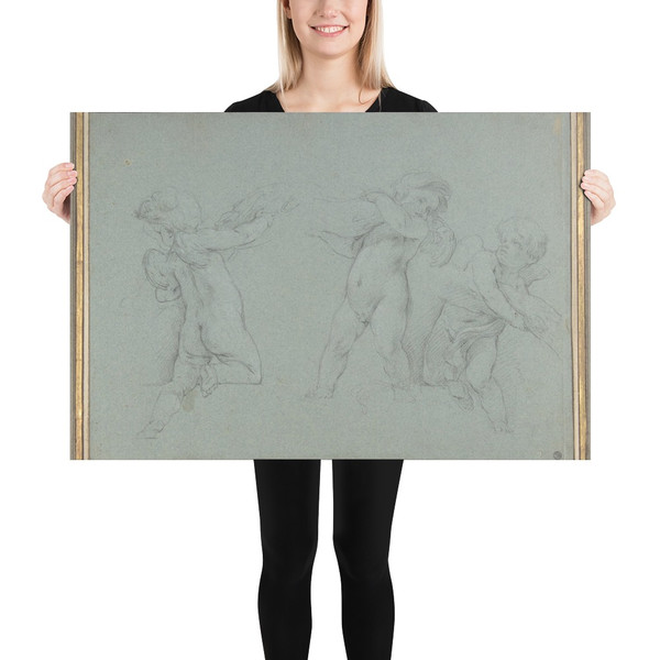 Putti Supporting a Garland - François Le Moyne - early 18th century - Paper Poster Museum quality 7798129