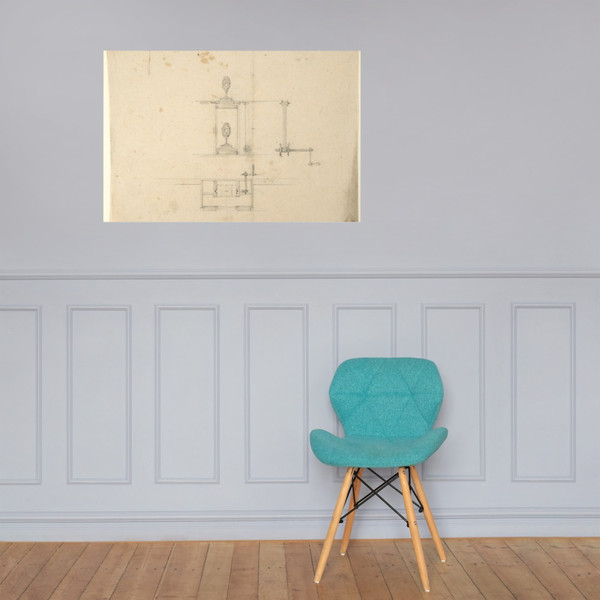 Design for a Machine to Raise and Lower Machinery - Anonymous, German, 19th century - 19th century - Paper Poster Museum quality 7799607