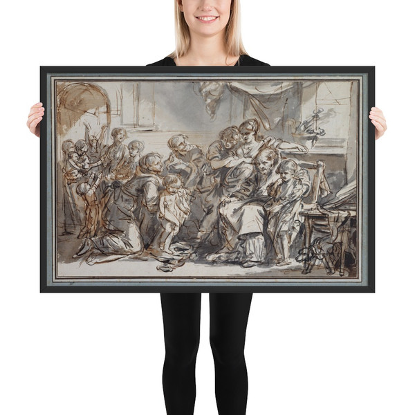 Domestic Scene - Jean-Baptiste Greuze - n.d. - Matte Paper Framed Poster Museum quality 7799074