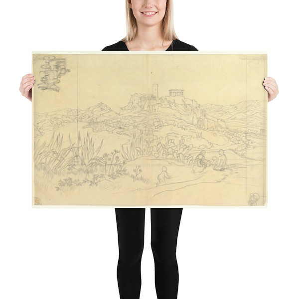 A View of the Ancient City (Parthenon?) - Anonymous, German, 19th century - after 1800 - Paper Poster Museum quality 7799624