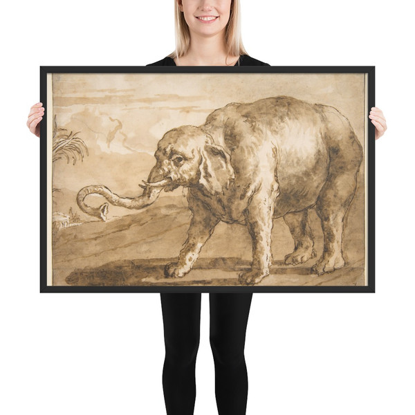 Elephant in a Landscape - Giovanni Domenico Tiepolo - 1727–1804 - Matte Paper Framed Poster Museum quality 7794992