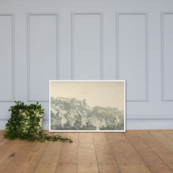 Tivoli, Villa of Maecenas and part of the Cascatelle - John Robert Cozens - late 18th century - Matte Paper Framed Poster Museum quality 7795918