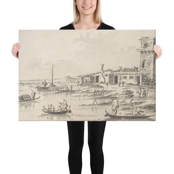 The Tower at Marghera - Giacomo Guardi - 1764–1835 - Canvas Museum quality 7795676