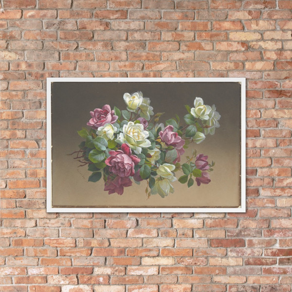 Flowers: Roses - Paul de Longpré - late 19th–early 20th century - Matte Paper Framed Poster Museum quality 7798039