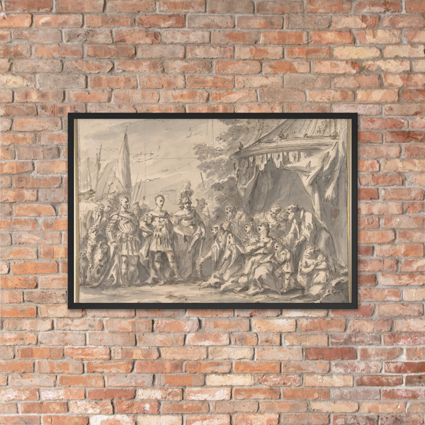 The Family of Darius before Alexander (recto); Sketch of a Horse-Drawn Cart, and Studies of Male Heads and an Infant (verso) - Gaspare Diziani - 1717 - Matte Paper Framed Poster Museum quality 7796377