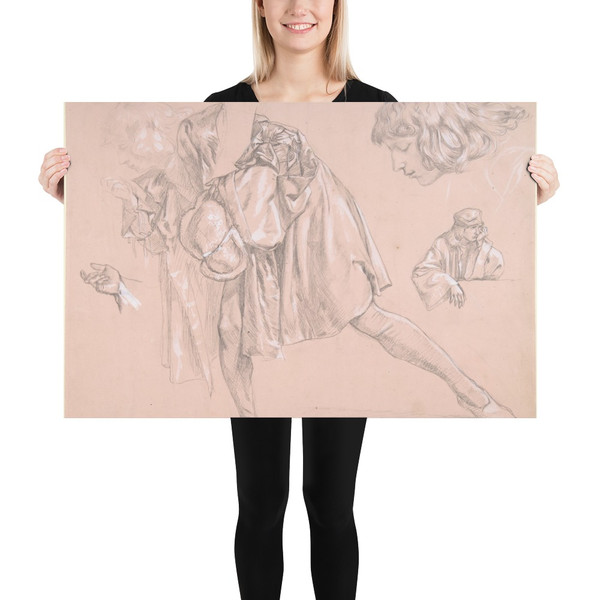 Study of a young man bending forward to kiss a hand, for the painting "The Departure of the Prodigal Son" - James Tissot - 1862–63 - Paper Poster Museum quality 7798436