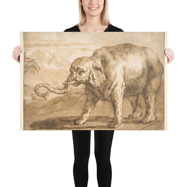 Elephant in a Landscape - Giovanni Domenico Tiepolo - 1727–1804 - Paper Poster Museum quality 7794984