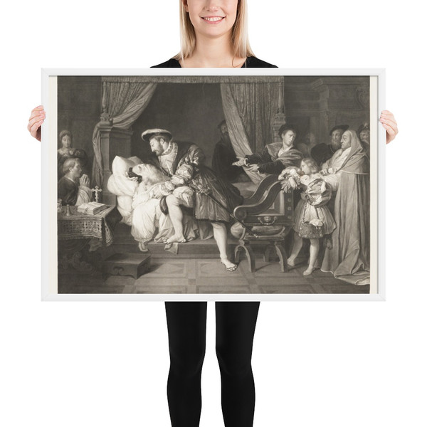 The Death of Leonardo da Vinci - Joseph Théodore Richomme - ca. 1825 - Matte Paper Framed Poster Museum quality 7796569