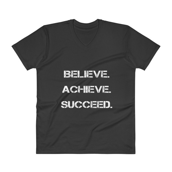 Believe. Achieve. Succeed. - Lightweight Fashion V-Neck T-Shirt Motivational quotes 7800541