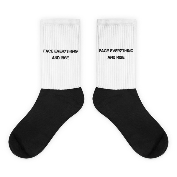 Face everything and rise - Black Foot Socks Motivational quotes 7801056