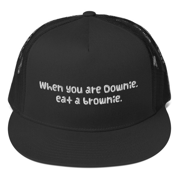 When you are Downie, eat a brownie. - Trucker Cap Funny quotes 7819987