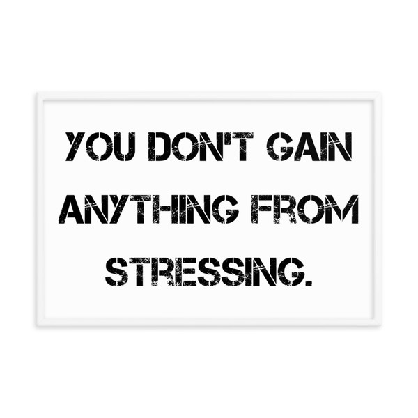 You don't gain anything from stressing. - Matte Paper Framed Poster Motivational quotes 7814041