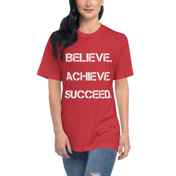 Believe. Achieve. Succeed. - Unisex Short Sleeve Crew Neck Motivational quotes 7825366
