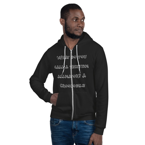 What do you call a thieving alligator? A Crookodile - Unisex Flex Fleece Zip Hoodie Funny quotes 7824815