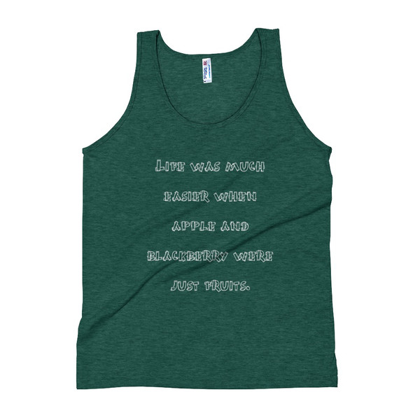 Life was much easier when apple and blackberry were just fruits. - Unisex Soft Tri-Blend Tank Funny quotes 7824211