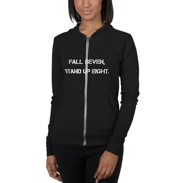 Fall seven, stand up eight. - Unisex Triblend Lightweight Zip Hoodie Motivational quotes 7832567
