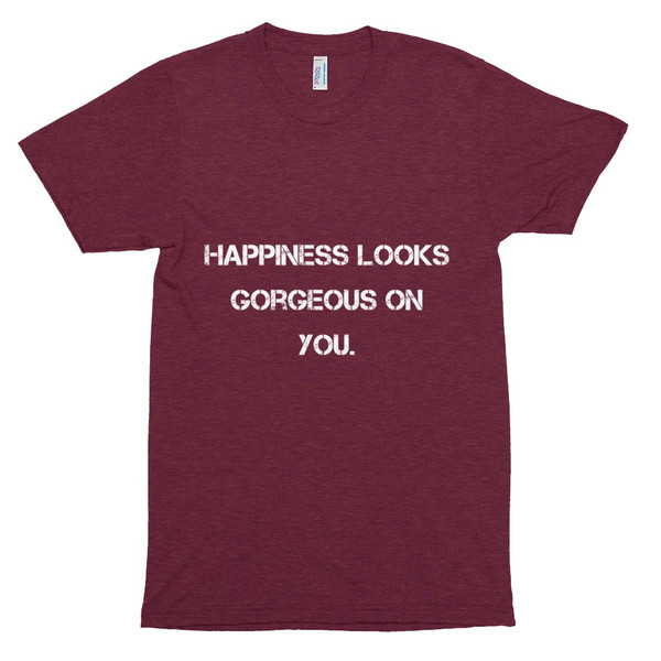 Happiness looks gorgeous on you. - Unisex Short Sleeve Track Shirt Motivational quotes 7823051