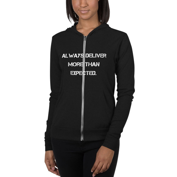 Always deliver more than expected. - Unisex Triblend Lightweight Zip Hoodie Motivational quotes 7833085