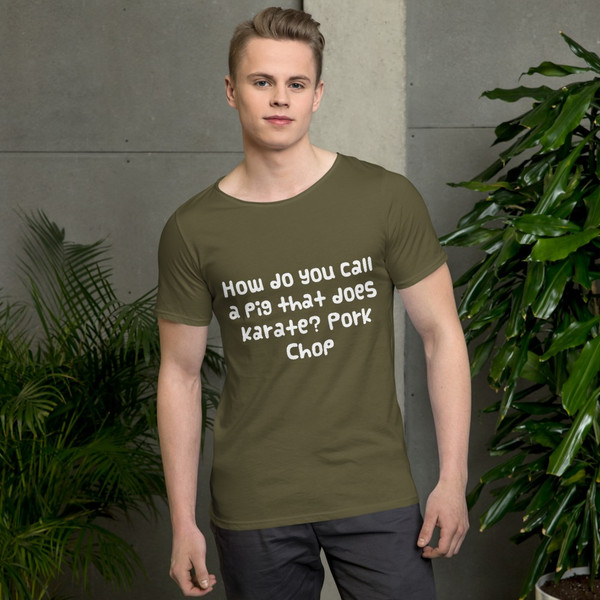 How do you call a pig that does karate? Pork Chop - Raw Neck Tee Funny quotes 7837030