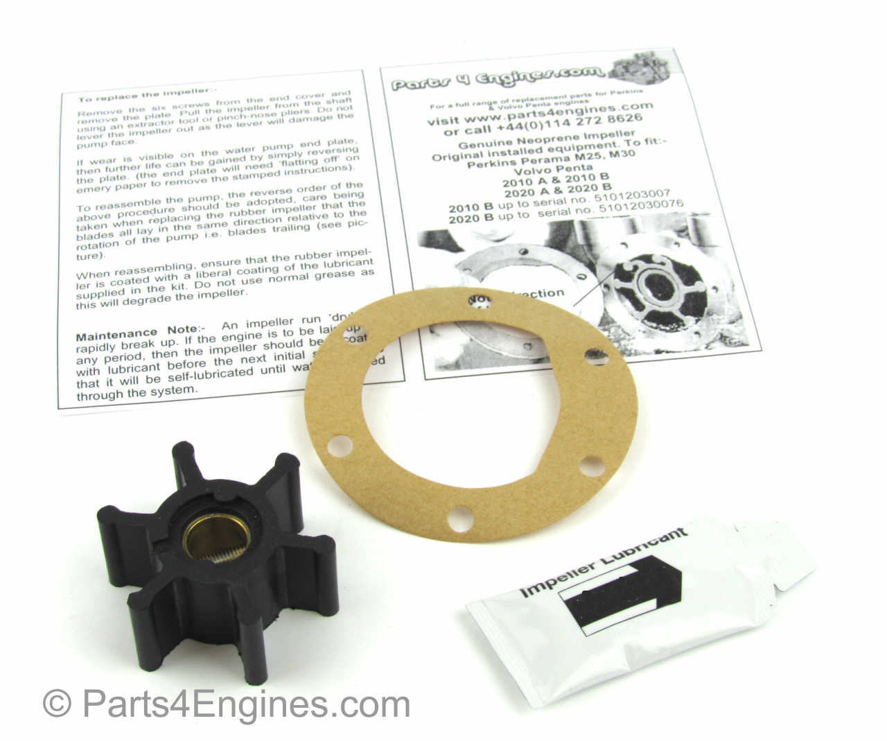 Perkins Perama MC42 raw water pump impeller kit - parts4engines.com