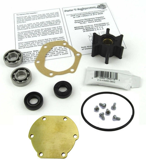 (Late) Volvo Penta MD2040 raw water pump rebuild kit - Parts4engines.com