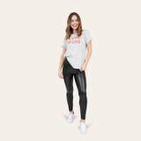 Women's leatherette leggings casual outfit