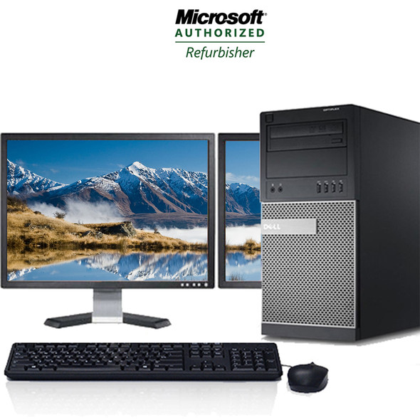 Fast Dell Optiplex 3010 Windows 10 Home Tower Dual 19" Core i5-3470 4GB 500GB and WIFI