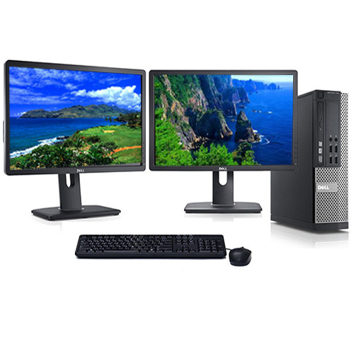 Dell Optiplex 7010 Desktop PC Dual 22" i3-3220 3.2GHz 8GB 500GB Win 10 Pro WiFi