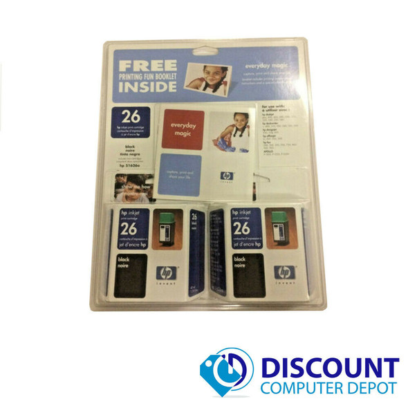 NEW HP Inkjet Print Cartridge 26 Black two pack 2x HP 51626A Desktop Officejet