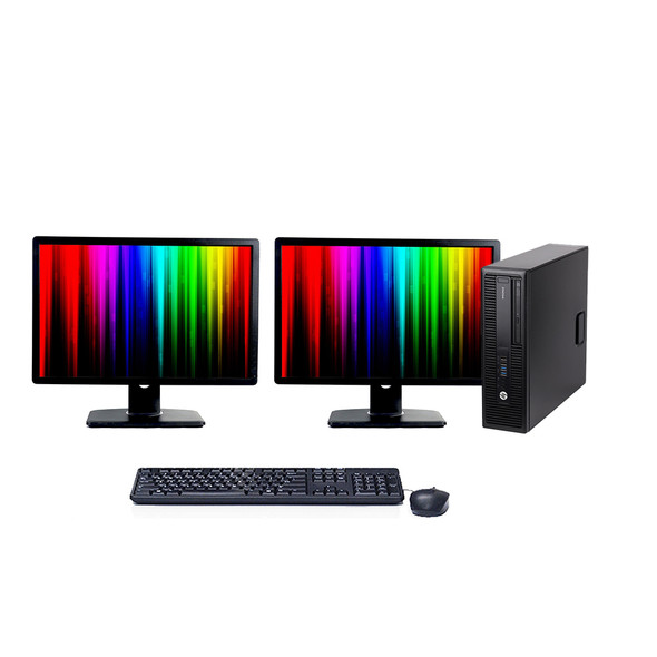 HP EliteDesk 800 G2 Desktop Computer Core i7 6th Gen 16GB/512 SSD/1TB HDD Windows 10 Pro Dual 24" LCD Monitor Widescreen