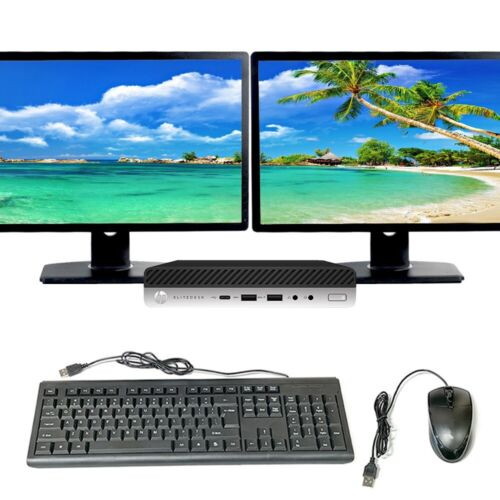 HP EliteDesk 800 G3 Micro Desktop Computer Core i5 6th Gen 16GB RAM 256GB SSD Wi-Fi Dual 22" Monitor Windows 10 Pro