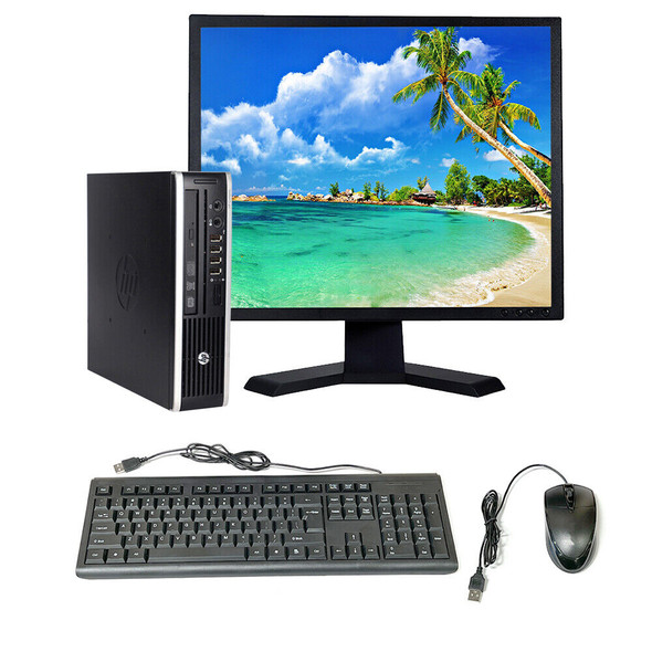 HP Compaq Elite Ultra Small Form Factor 8300 Intel Core i3 3rd gen 8GB RAM 500GB HDD 19" Monitor Wi-Fi Windows 10 Pro