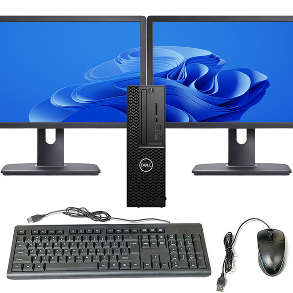 Dell Precision 3430 SFF Desktop Computer Core i5 8th gen Processor 16GB RAM 512GB SSD Dual 24" Monitor Wi-Fi Windows 11 Professional
