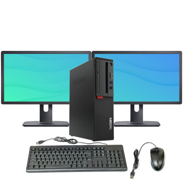 Lenovo ThinkCentre M920s SFF Intel i5 8th Gen. 8GB RAM 1TB HDD Dual 20in Monitors Windows 10 Home