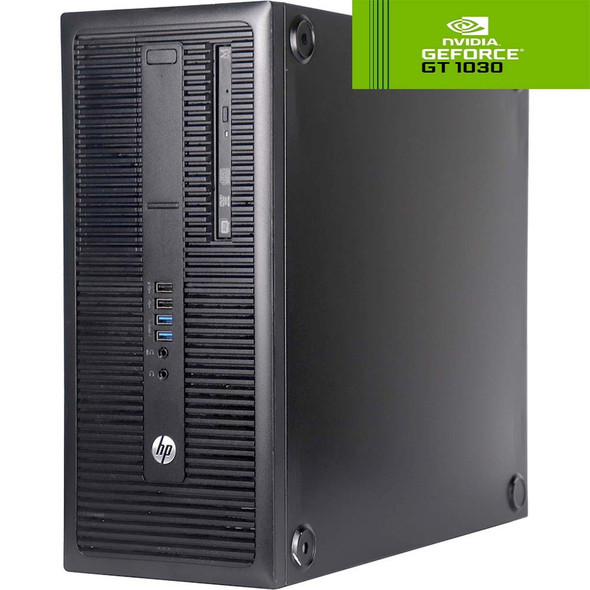 HP ProDesk 600 G2 Tower Intel Core i5 6th Gen. 16GB RAM 1TB Hard Disk Drive 24in Monitor NVIDIA GT 1030 Windows 10 Home with RGB Gaming Keyboard and Mouse